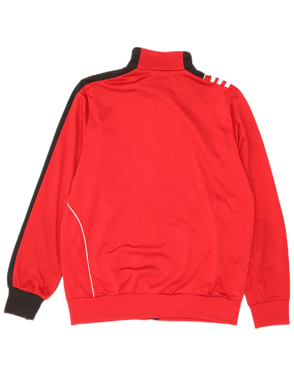 ADIDAS Boys Tracksuit Top Jacket 15-16 Years Red Colourblock Polyester
