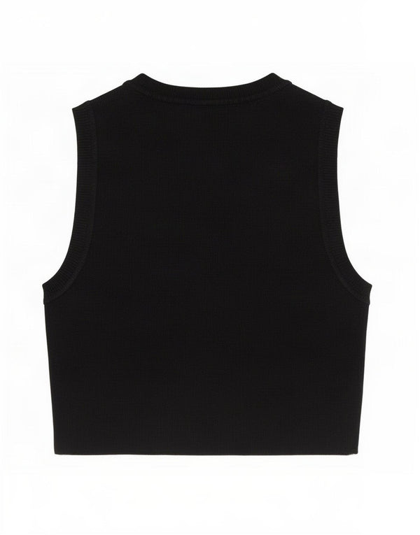 Zara Womens Crop Vest Top UK 8 Small Black Viscose