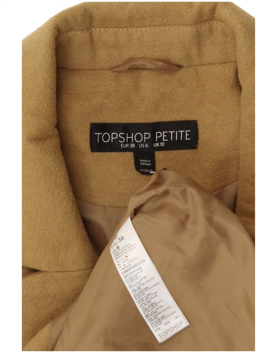 Topshop Dame Oversized Overfrakke UK 10 Lille Gul Polyester
