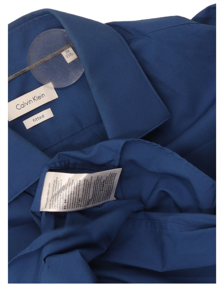CALVIN KLEIN Herre Fitted skjorte str. 39 15 1/2 Medium Blue Cotton