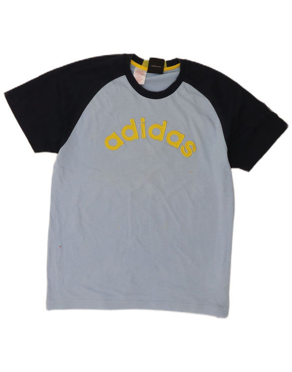 Adidas Boys Grafisk T-Shirt Top 13-14 år Blå Colourblock Bomuld