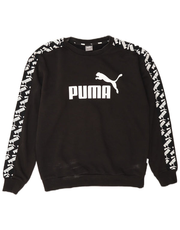 Puma Dame Grafisk Oversized Sweatshirt Jumper UK 6 XS Sort Bomuld