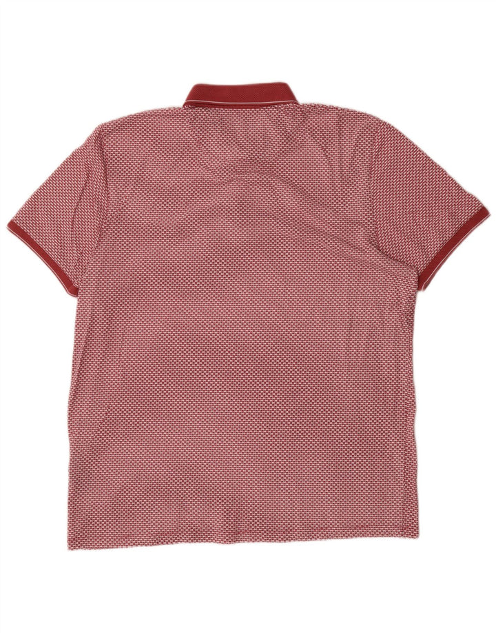 Ted Baker Herre abstrakt mønster poloshirt størrelse 6 2XL rød bomuld