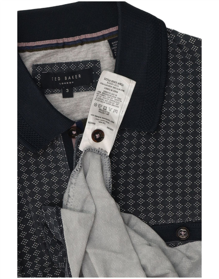 Ted Baker Herre poloskjorte str. 3 Medium Marineblå Geometrisk