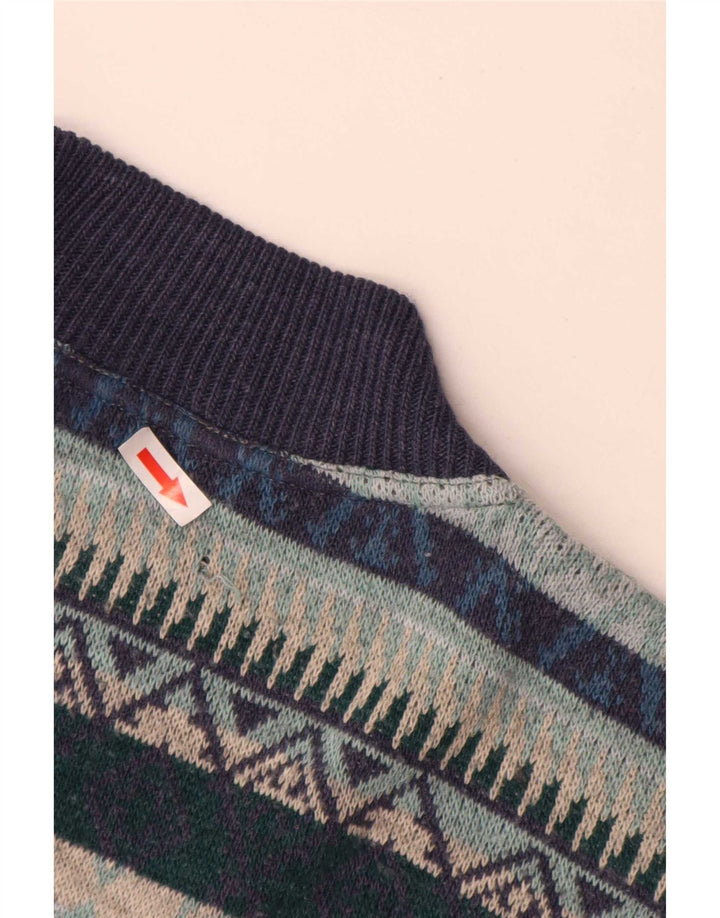 Vintage Herre Turtle Neck Jumper Sweater XL Navy Blue Geometric