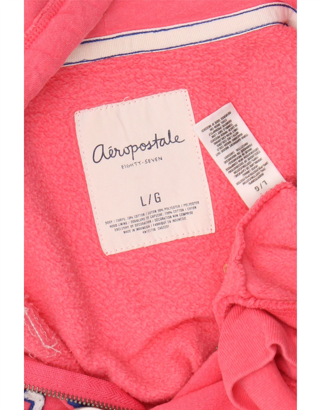 AEROPOSTALE Grafisk hættetrøje med lynlås til kvinder UK 16 Large Pink Bomuld