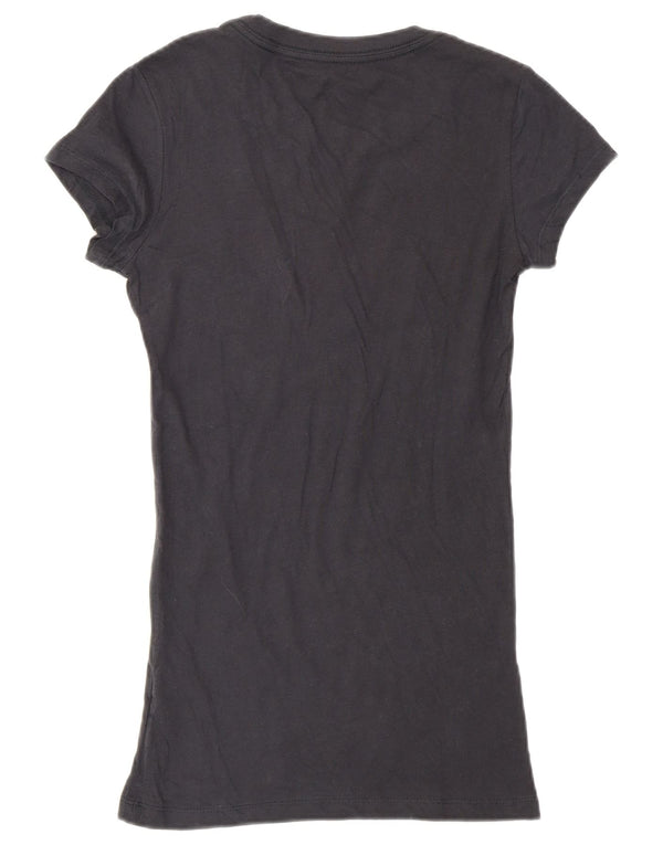 Aeropostale Womens Graphic T-Shirt Top UK 12 Medium Navy Blue Cotton