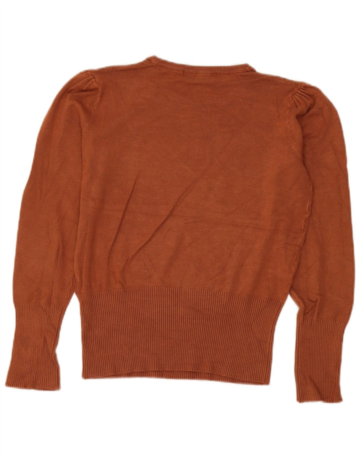 Marks & Spencer Dame Crop Crew Neck Jumper Sweater UK 8 Small Brown