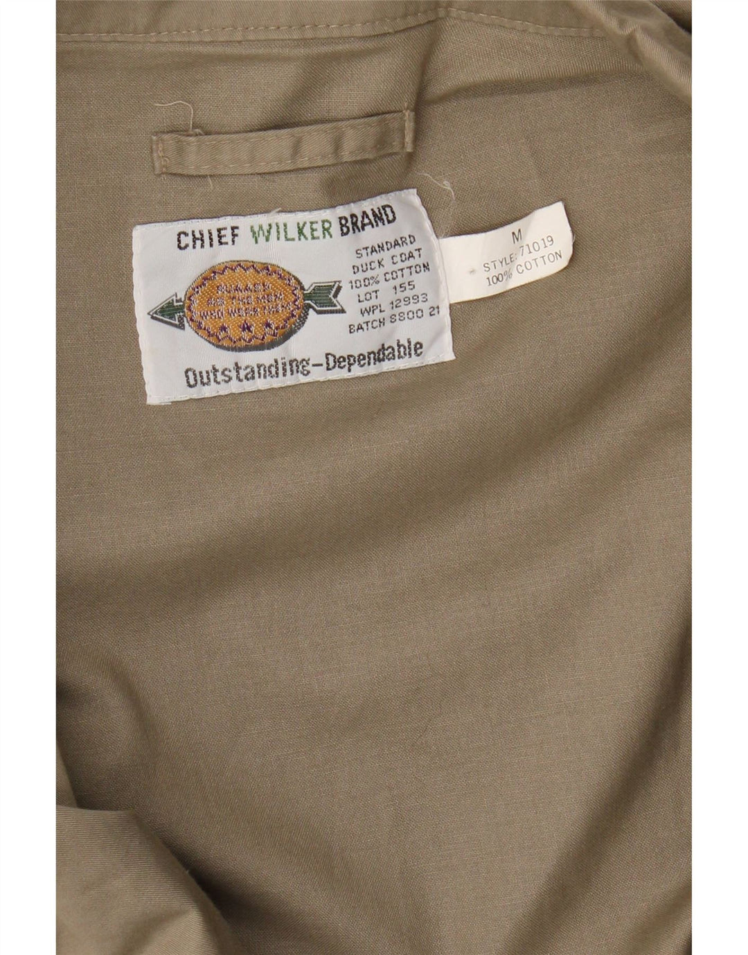 Wilker Herre Military Jacket UK 38 Medium Beige Bomuld