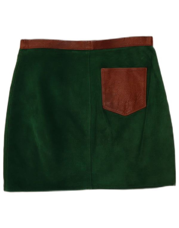 Vintage dame ruskind mininederdel W30 Medium Green