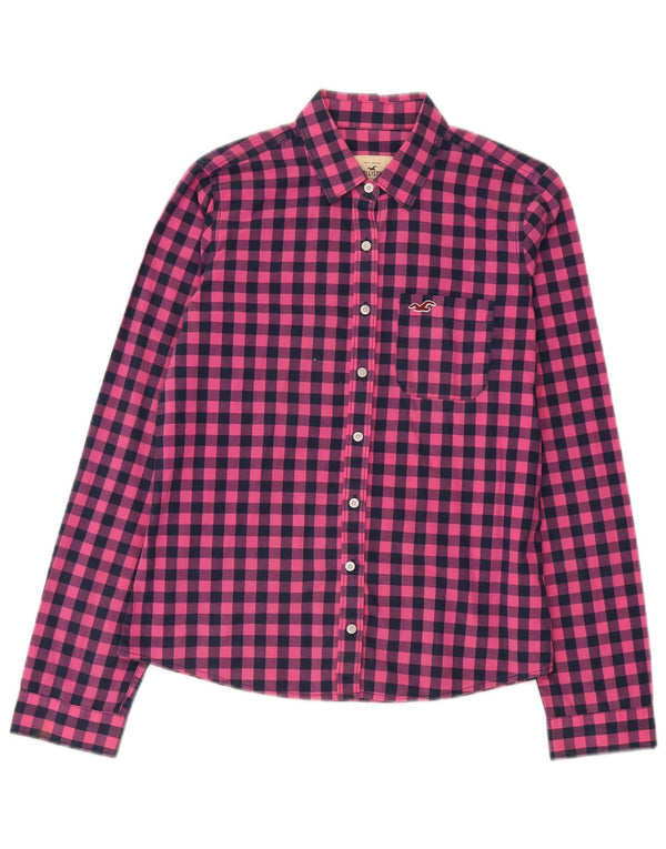 Hollister Dameskjorte UK 14 Medium Pink Gingham Cotton