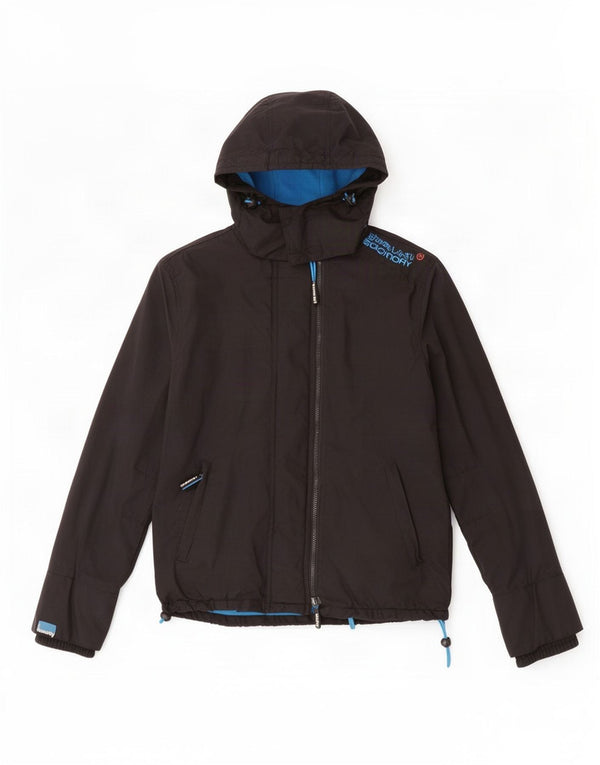 Superdry Womens Windcheater Graphic Windbreaker Jacket UK 10 Small Black