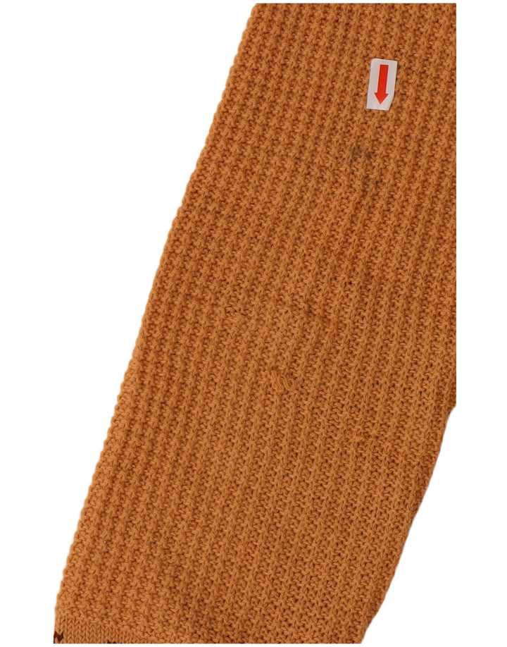 VINTAGE Dame V-hals sweater UK 10 Lille Brun Geometrisk