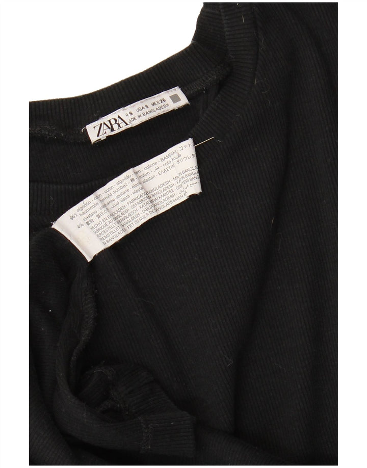 Zara Dame Ærmeløs Shift Dress UK 10 Small Black Bomuld