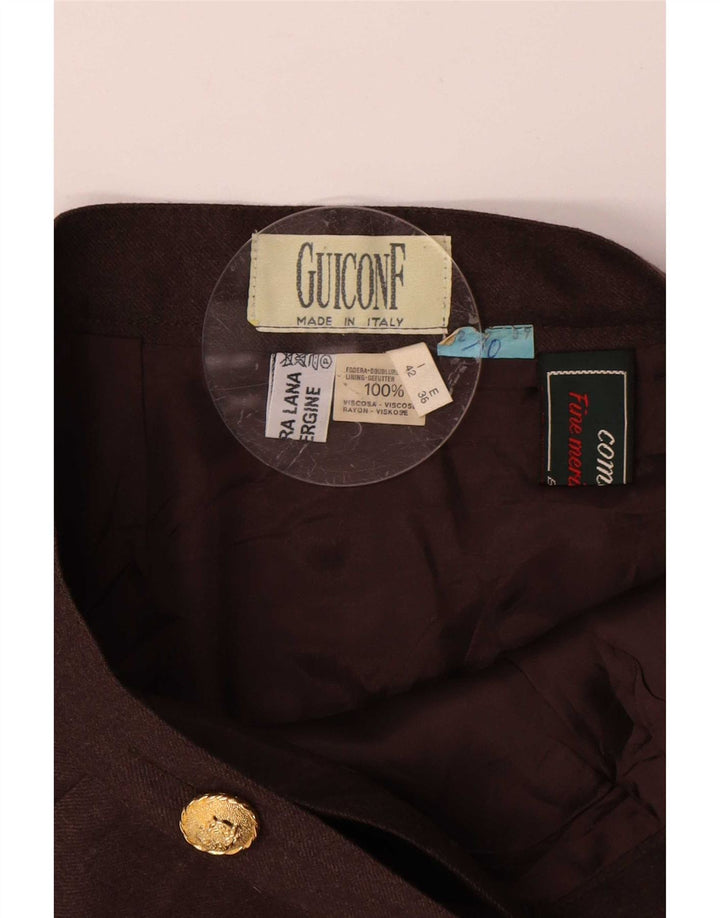 Vintage slå-om nederdel til kvinder IT 42 Medium W28 Brun viskose