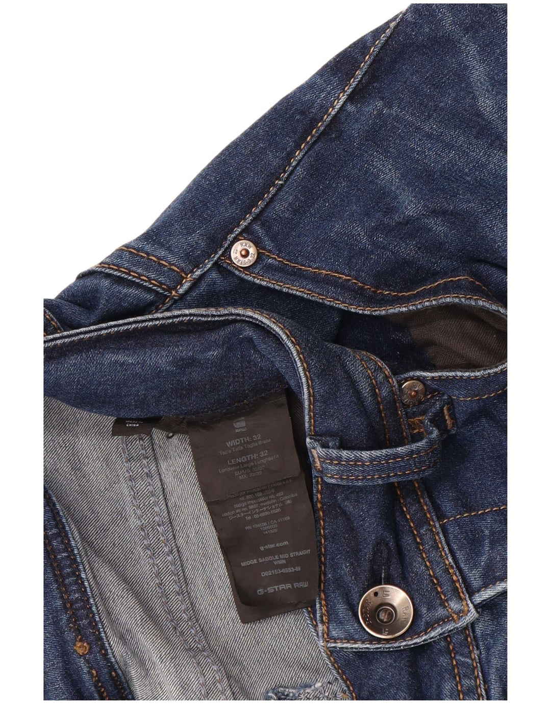 G-STAR Womens Midge Straight Jeans W32 L32 Blue Cotton