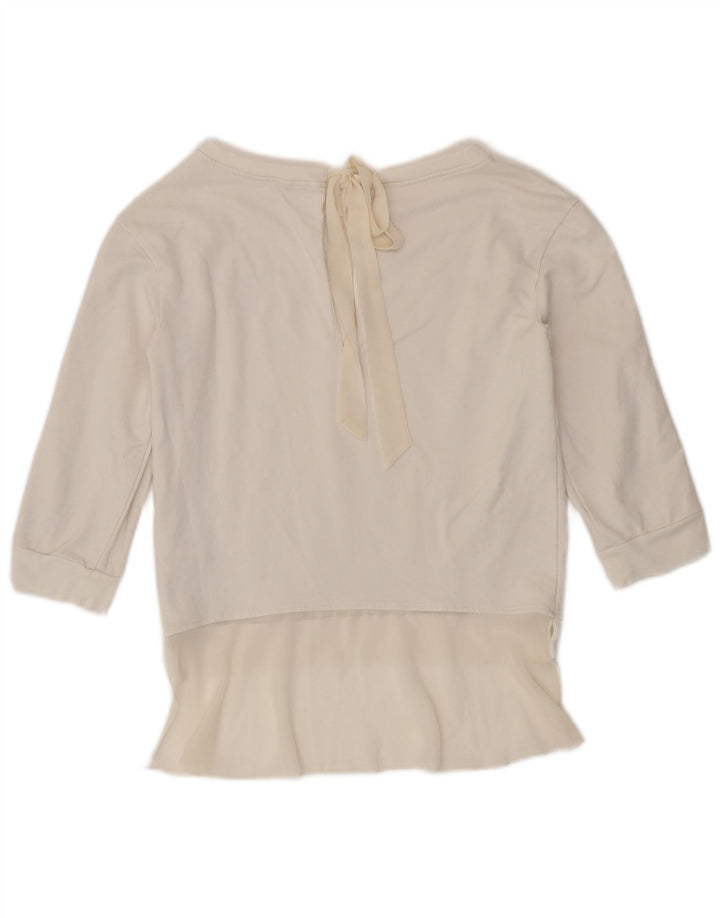 Liu Jo Sweatshirt med 3/4 ærmer til kvinder IT 40 Lille hvid bomuld