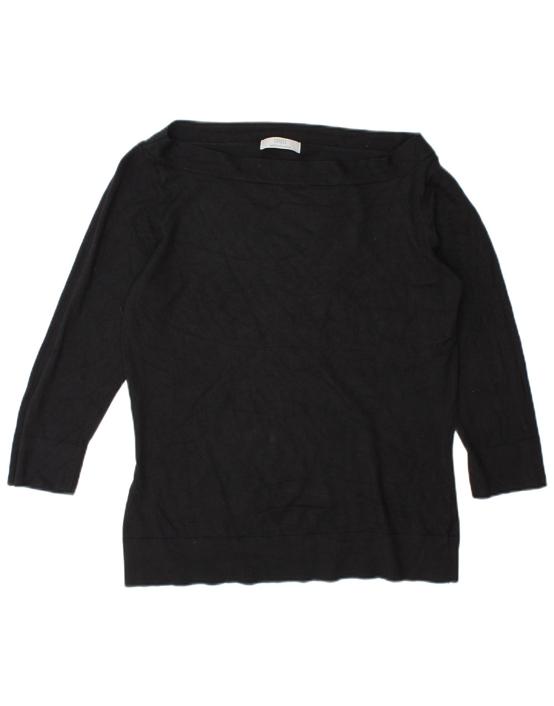 Marks & Spencer Dame Vippetop 3/4 ærmer UK 10 Small Black Viscose