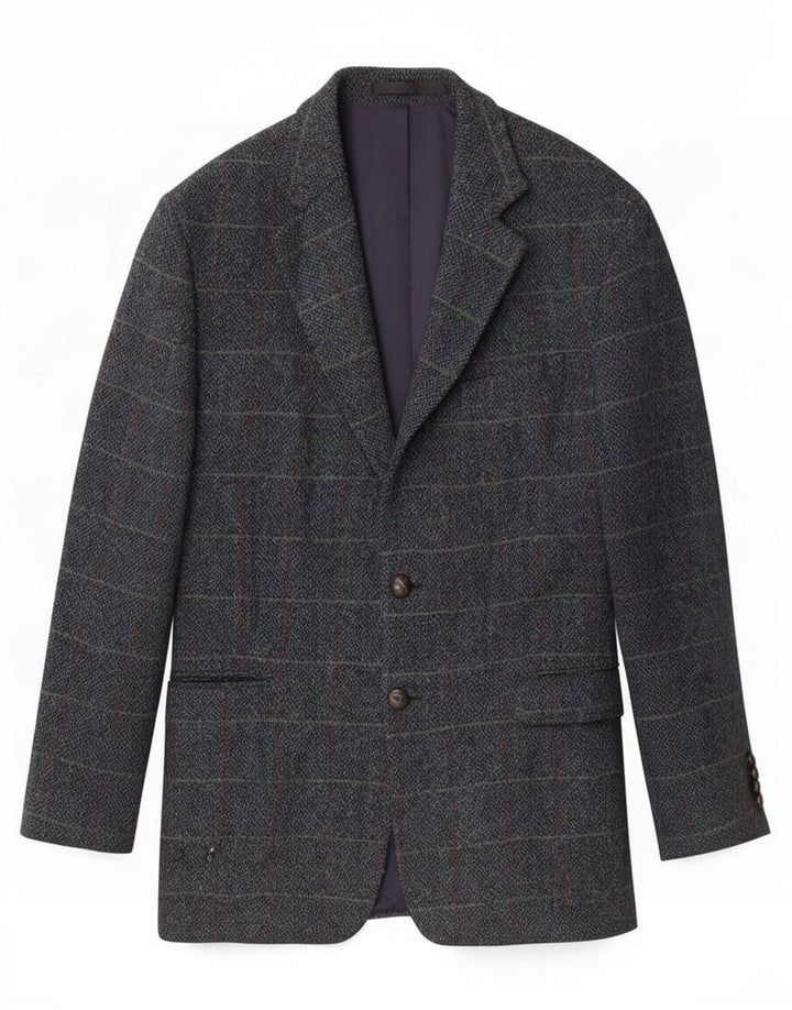 Marks & Spencer Herre Harris Tweed Blazer Jacket UK 42 Large Blue Check