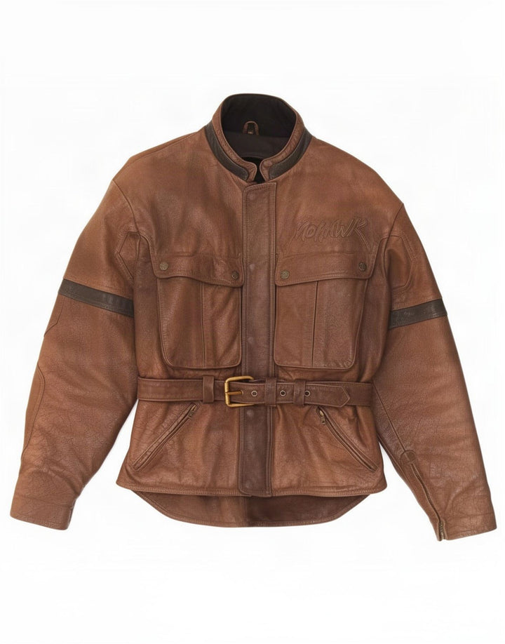 Mohawk Herre grafisk læder racerjakke UK 38 Medium Brun