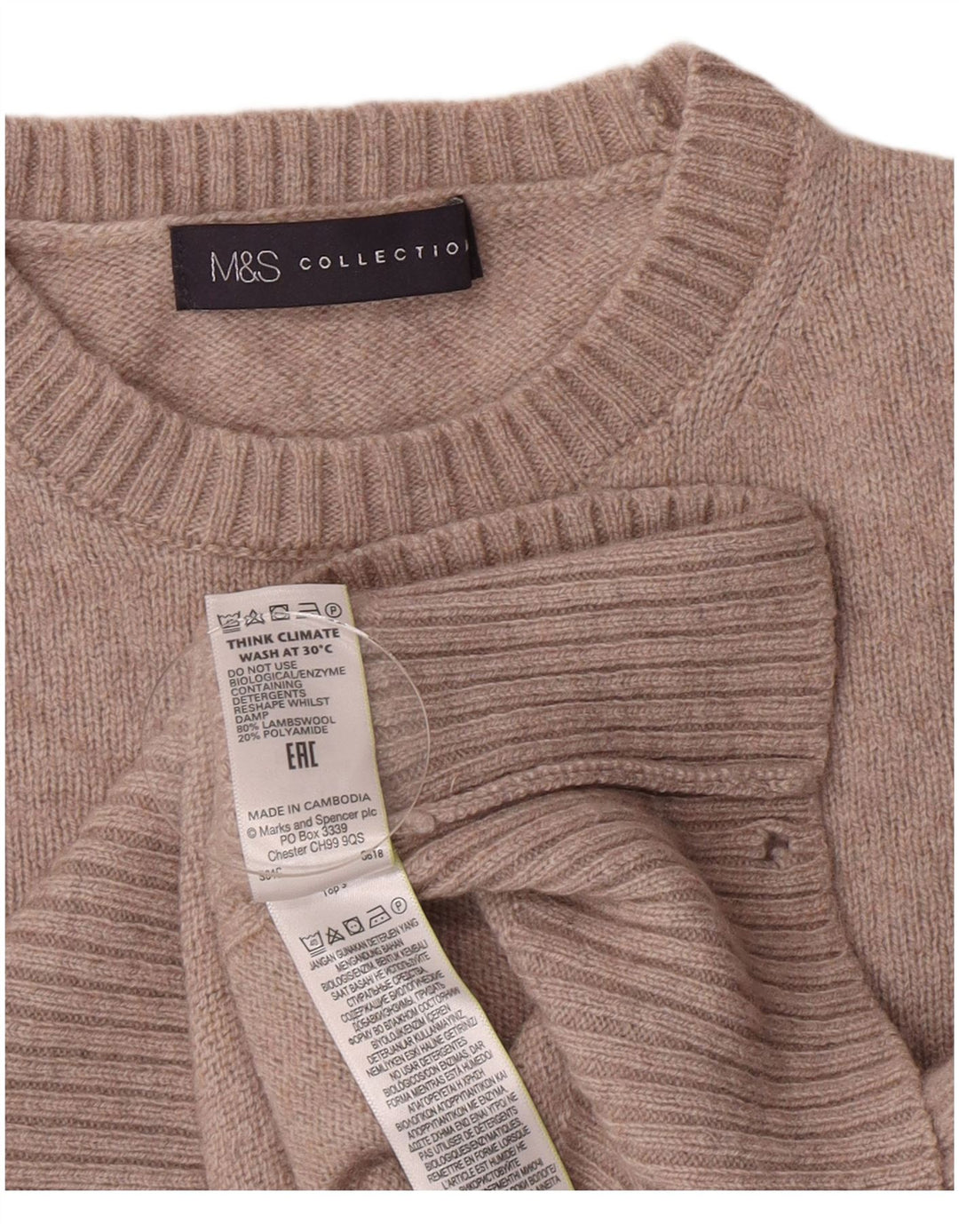 Marks & Spencer Womens Petite Jumper Sweater UK 10 Small Beige