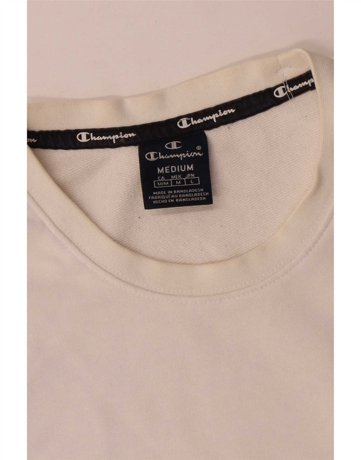 Champion Herre Grafisk Sweatshirt Jumper Medium Hvid Bomuld
