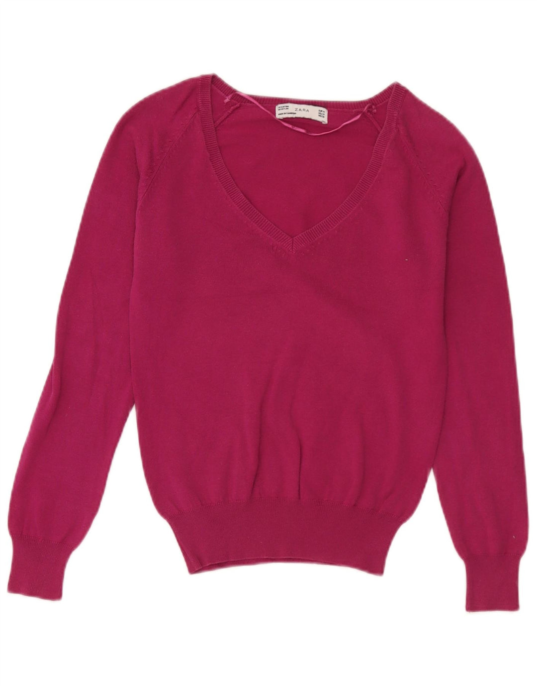 Zara Dame V-hals sweater UK 12 Medium Pink