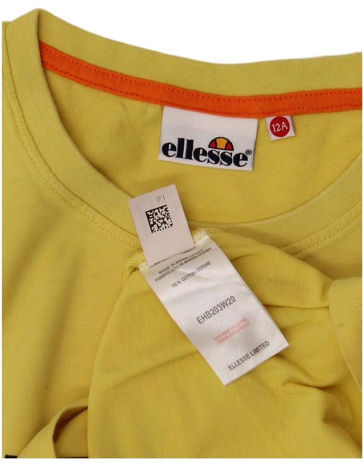Ellesse Boys Grafisk T-Shirt Top 11-12 År Gul Bomuld