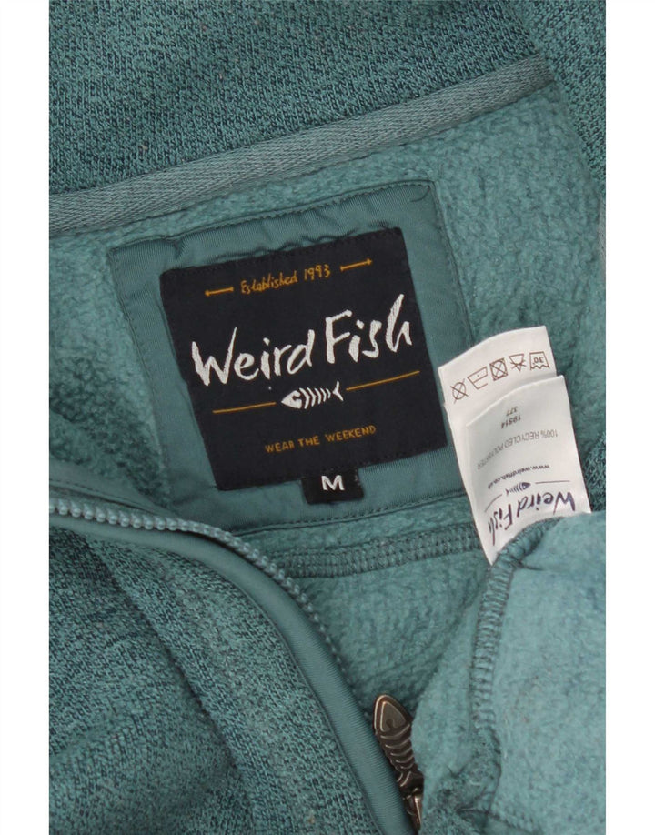 Weird Fish Herre Zip Neck Sweatshirt Jumper Medium Green Polyester