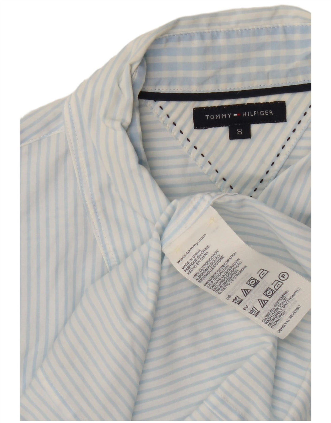 Tommy Hilfiger Dameskjorte US 8 Medium Blue Pinstripe Cotton