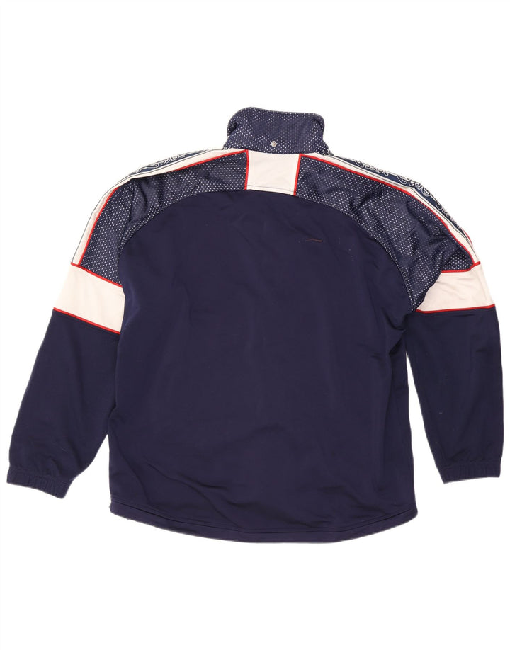 Asics Træningsdragt til mænd Topjakke UK 40 Large Navy Blue Colourblock Polyester