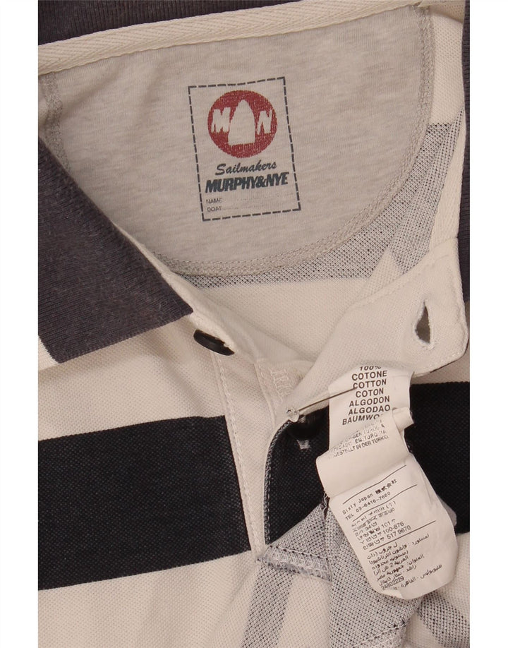 Murphy & Nye Herre poloshirt XL Hvidstribet bomuld