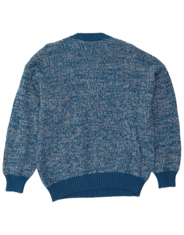 Vintage mænd med rund hals sweater IT 50 Medium Blue Flecked