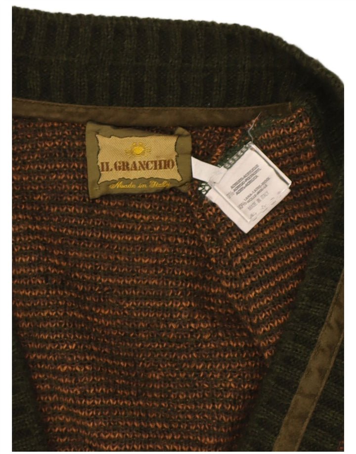 Il Granchio Herre Cardigan Sweater Stor Grøn Geometrisk Akryl