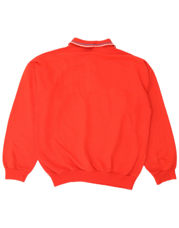 Vintage Herre Polo Neck Sweatshirt Jumper Stor rød stribet bomuld