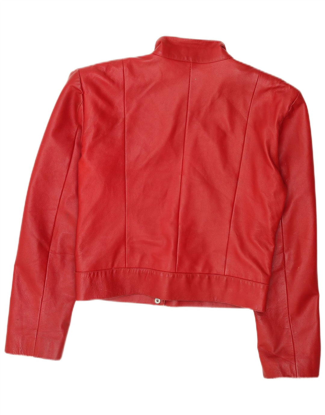 Vintage Dame Crop Læderjakke UK 18 XL Rød