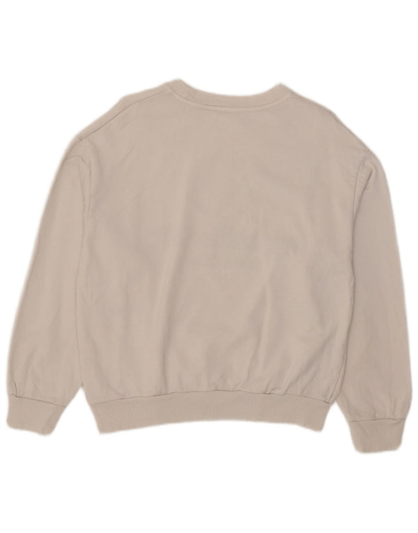 Zara Womens Grafisk Oversized Sweatshirt Jumper UK 10 Small White Bomuld