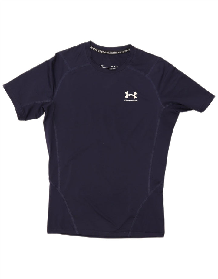 Under Armour Herre Heat Gear T-Shirt Top Medium Navy Blue Syntetisk