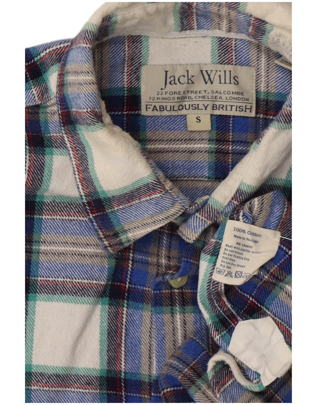 Jack Wills Herre flannelskjorte lille marineblå plaid bomuld