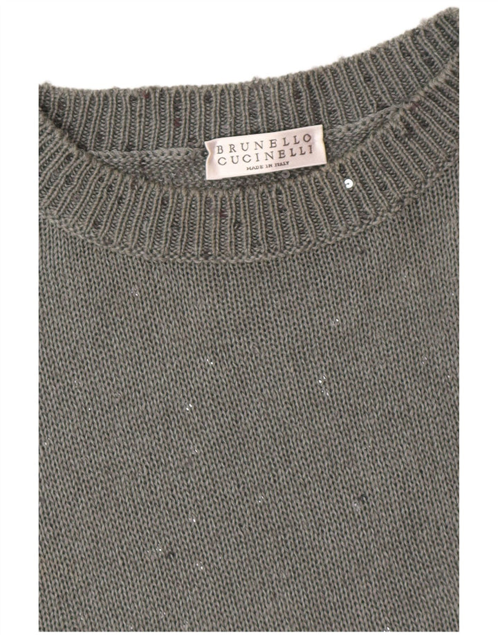 BRUNELLO CUCINELLI Dame sweater med rund hals DK 12 Medium Grå