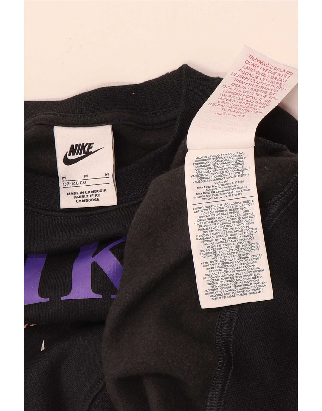 Nike Girls Oversized Grafisk Sweatshirt Jumper 10-11 år Medium Sort