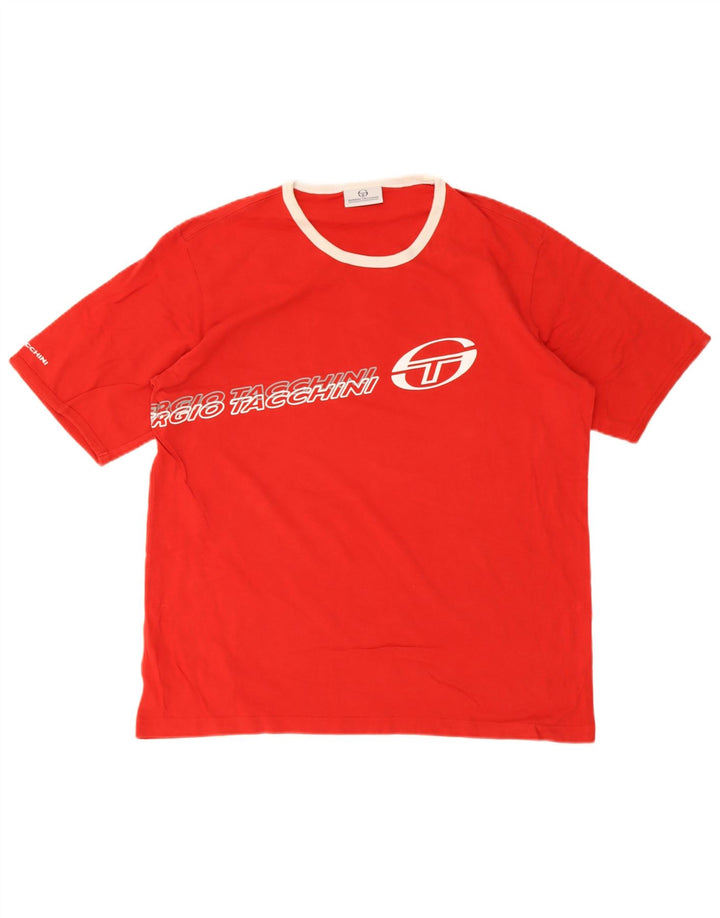 Sergio Tacchini Herre grafisk T-shirt top 2XL rød bomuld