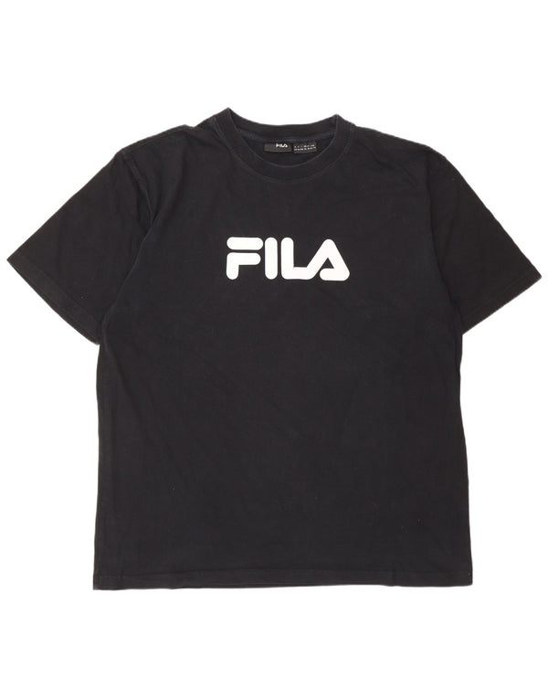 FILA Herre Grafisk T-Shirt Top XL Sort Bomuld