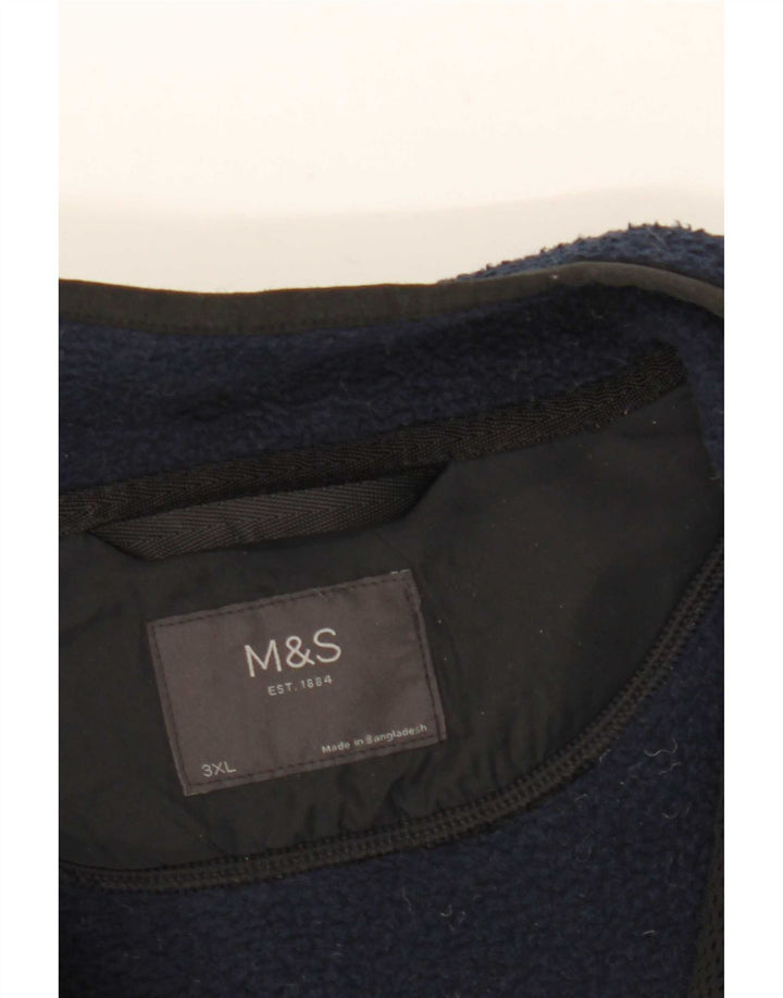 Marks & Spencer Fleecejakke til mænd UK 46 3XL Navy Blue Polyester