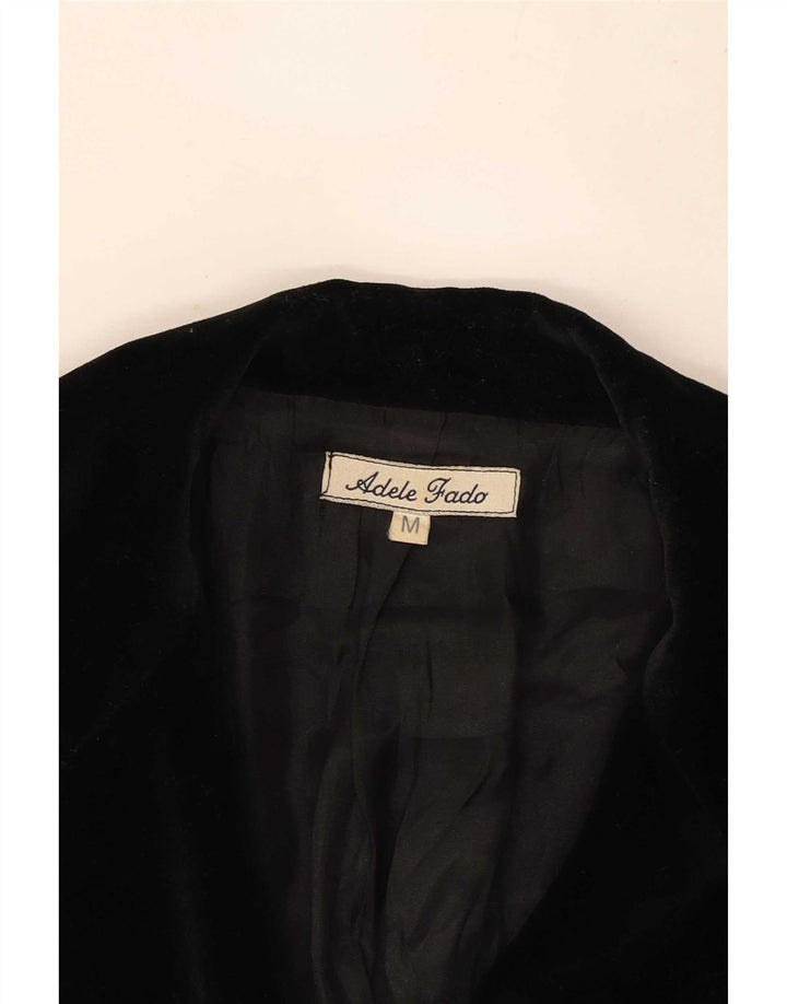 Adele Fado Dame 3 Button Velvet Blazer Jacket UK 12 Medium Black