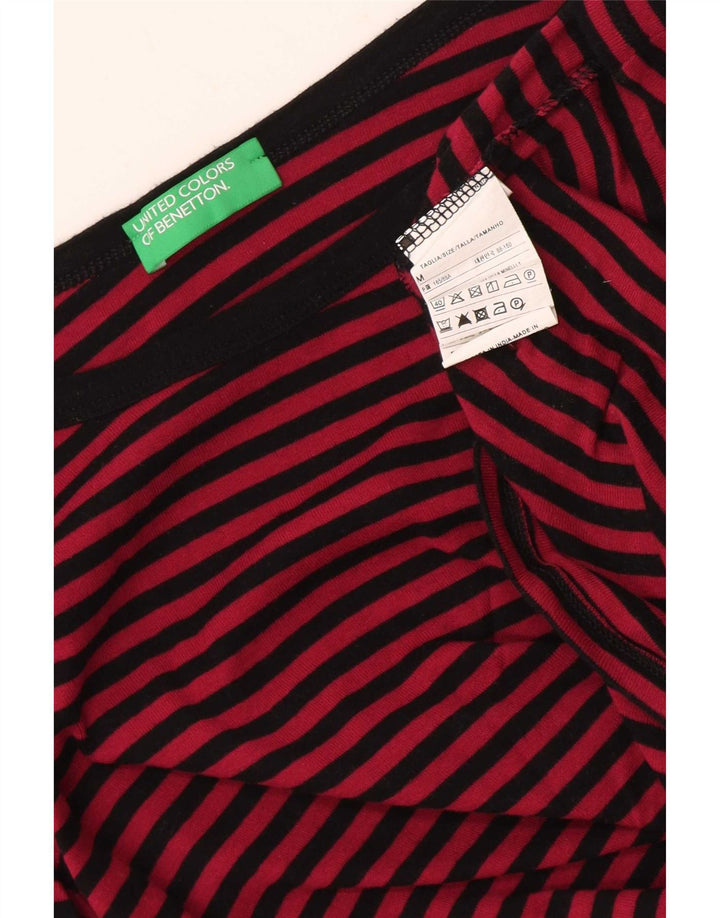 Benetton Dame Top 3/4 ærmer UK 12 Medium rød stribet bomuld