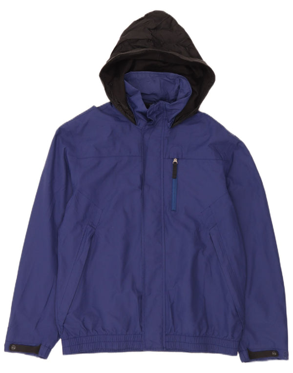 Timberland Windbreaker-jakke med hætte til mænd UK 36 Small Blue Colourblock