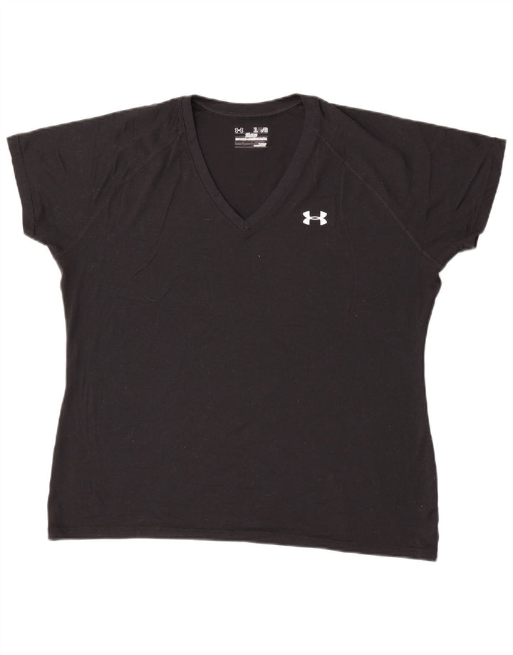 Under Armour Dame T-Shirt Top UK 18 XL Sort Polyester