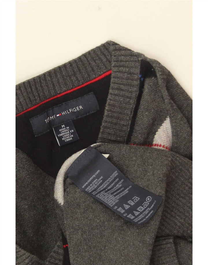 Tommy Hilfiger Herre V-hals sweater Medium Grey Argyle/Diamond Bomuld