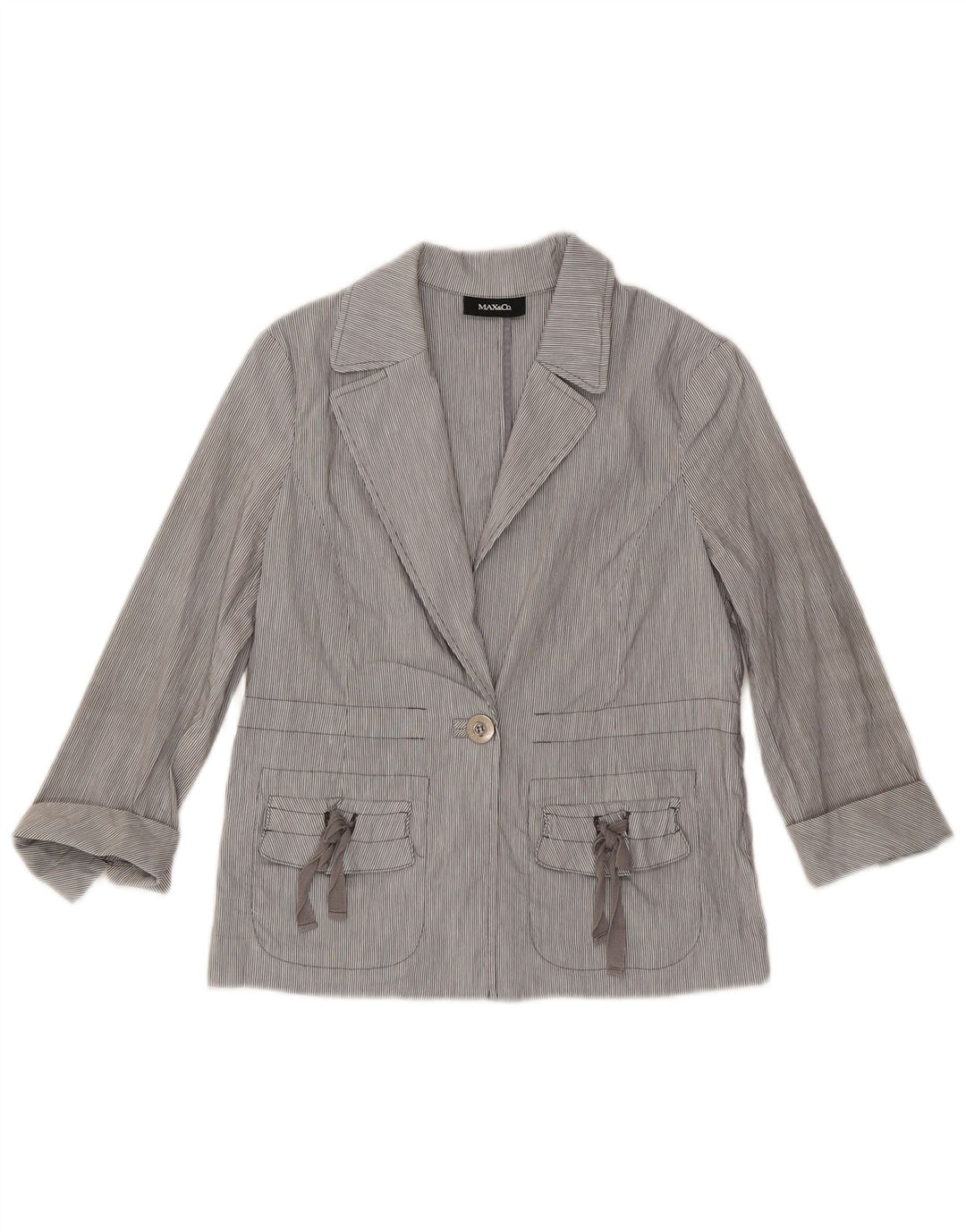 Max & Co. Dame 3/4-ærmet blazerjakke UK 8 Small Blue Pinstripe